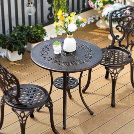 Bàn Ghế Nhôm Đúc Sân Vườn Cao Cấp, Bàn ghế cafe – Bền Đẹp, Giá Tốt 2025- D65-02HL
