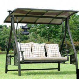 Ghế xích đu ngoài trời, Có đèn LED, Pin năng lượng, Khung nhôm cao cấp