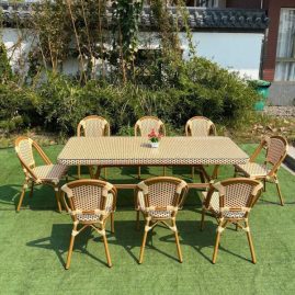 Bàn ghế giả mây, Khung nhôm cao cấp - HN 180- 08G