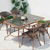 Bộ bàn ăn, bàn cafe sân vườn, nhôm đúc kết hợp mặt kính sang trọng