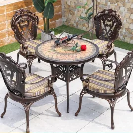 Bộ bàn 4 ghế nhôm đúc cao cấp, Bàn ghế nhôm đúc sân vườn HN94-04TCD
