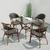 Bàn cafe sân vườn, nhôm đúc kết hợp mặt kính vuông