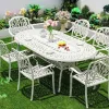 Bô bàn ăn 8 ghế sân vườn, Bàn ghế nhôm đúc ngoài trời HN210-8G