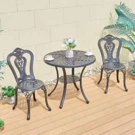 Bộ bàn ghế cafe sân vườn, Bàn ghế nhôm đúc cao cấp, HN78-02G